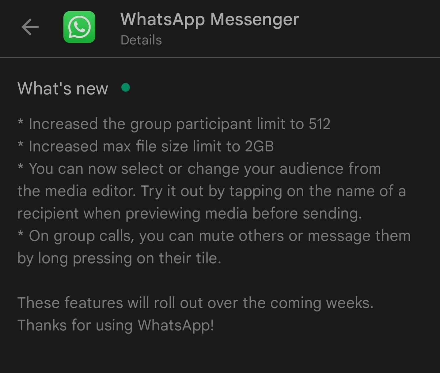 WhatsApp ने लॉंच किए नए फीचर, अब 512 मैंबर का होगा ग्रुप
