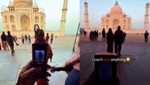 Taj Mahal Viral Video : ये केवल तस्वीर नहीं, इमोशन है… पत्नी के साथ कीपैड वाले फोन से फोटो खिंचवाने का इमोशनल VIDEO